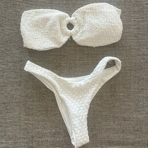 SHEIN White Textured Bikini Set